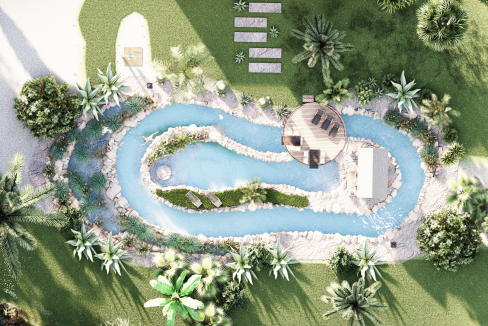 Plan piscine naturelle îlot